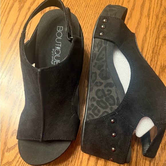 Corkys Shoes - Corky Carley Black Wedge Sandals